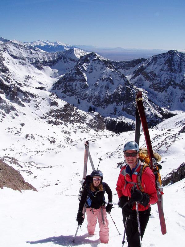 Brittany Walker Konsella & Pam Rice climbing Crestone Peak.