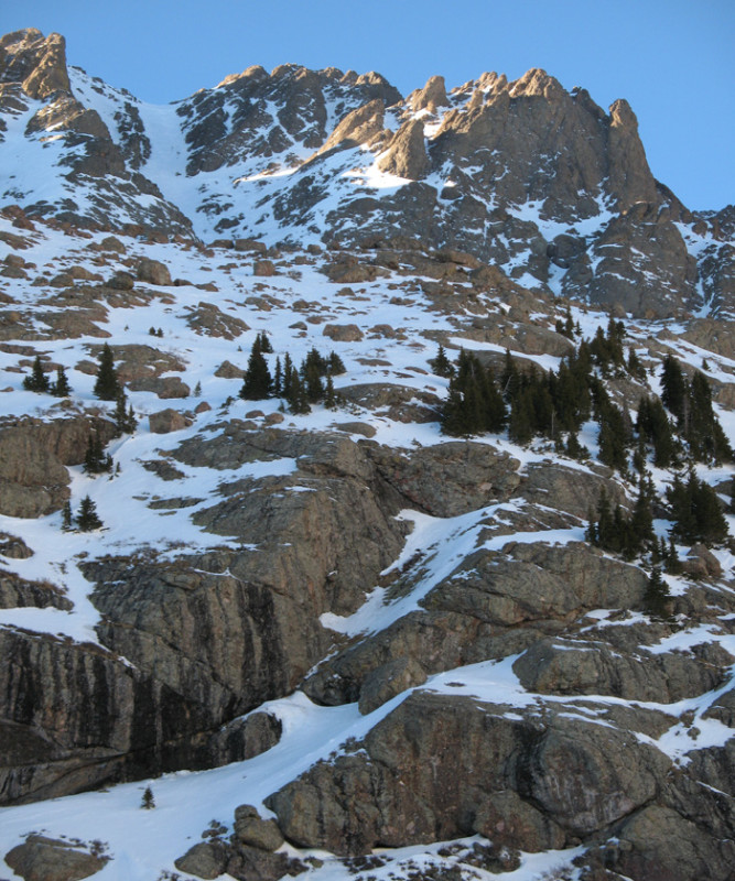 skiing Crestone Peak.