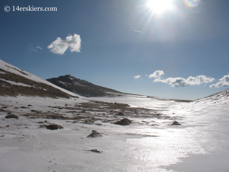 Looking across Summit Lake at Mount Evans.