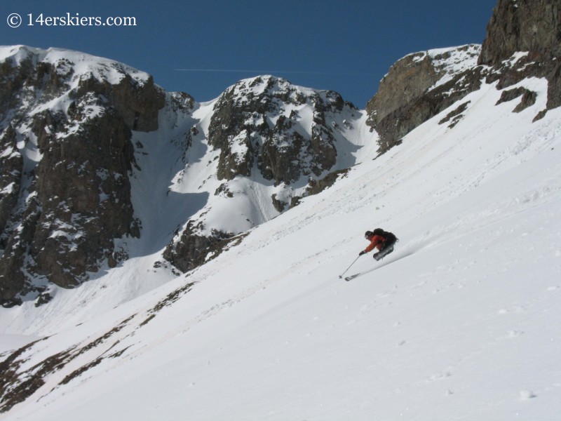 Frank Konsella backcountry skiing on Handies Peak.