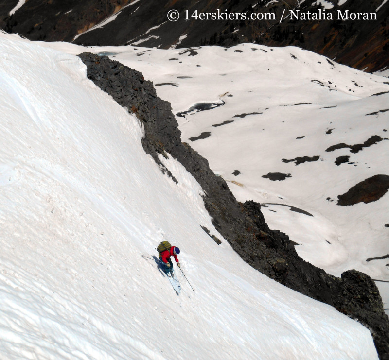 Brittany enjoying spring skiing conditions on Carbon Megawatts.