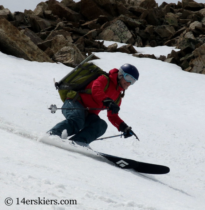 Brittany Konsella spring skiing on Black Diamond Carbon Megawatt