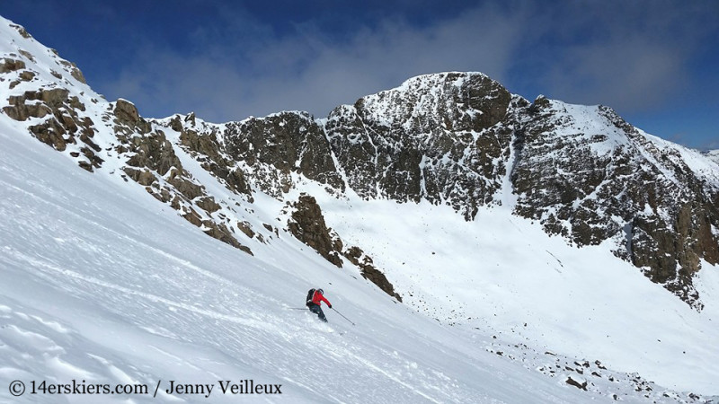 Brittany Konsella backcountry skiing on Halloween near Crested Butte.