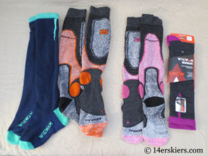 Wigwam and Zensah socks for backcountry skiing.