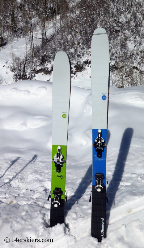 The Black Diamond Helio 116 on the left and the Helio 105 on the right.