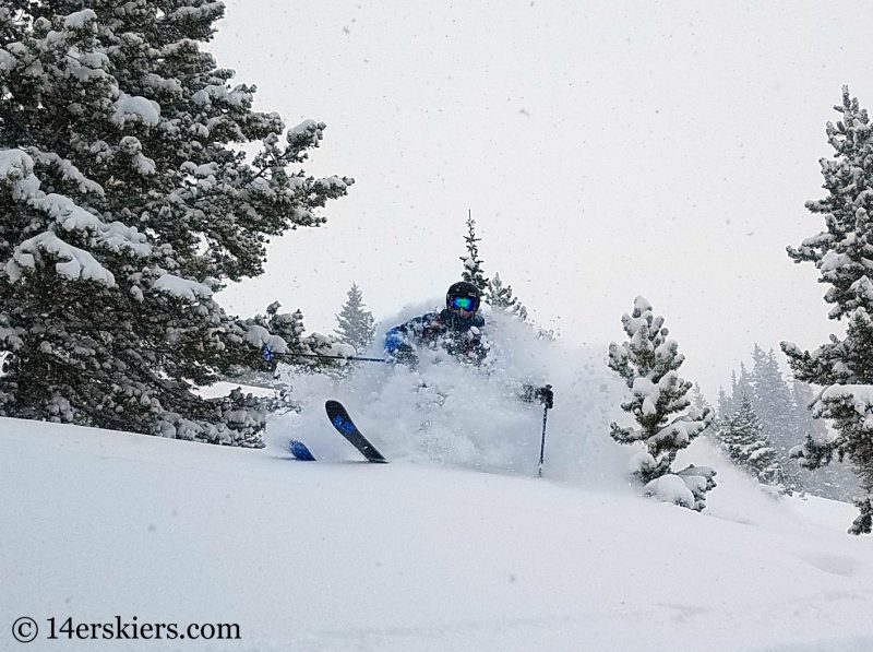 Backcountry skiing on a powder day in Colorado