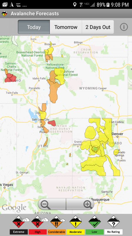 Avalanche forecasts mobile app